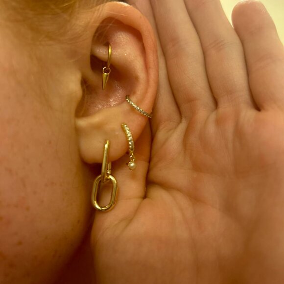 Neiman Marcus 14K Gold Convertible Link Huggie Earrings for Women - Picture 2 of 4